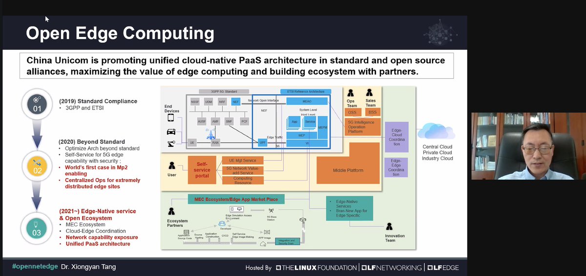 LF_Edge's tweet photo. #OSS plays a big part in #ChinaUnicom's #edgecomputing strategy, with community collaboration across ecosystems, via Dr. Xiongyan Tang at Open Networking & Edge Exec Forum. #opennetedege #ONEEF https://t.co/6vrWy8JlNU