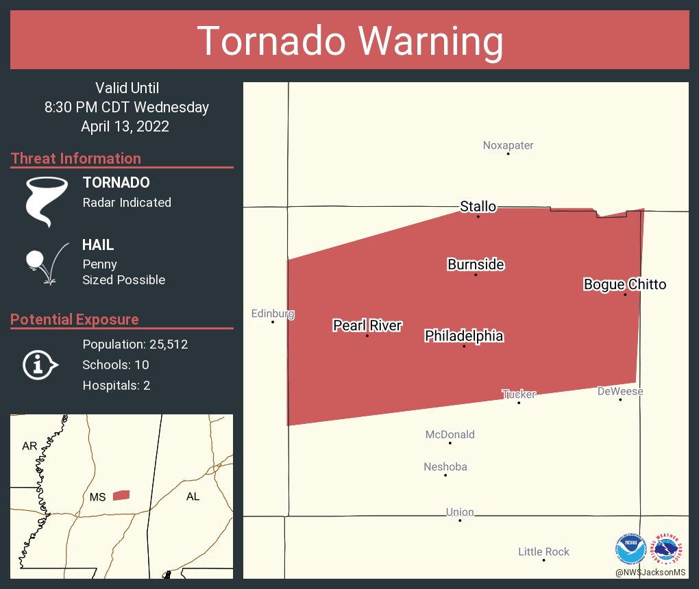 NWS Tornado on Twitter "Tornado Warning continues for Philadelphia MS