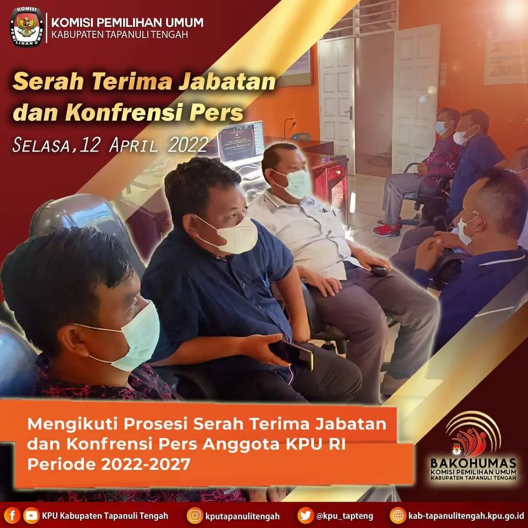 kpu_tapteng's tweet photo. #TemanPemilih, KPU Kabupaten Tapanuli Tengah mengikuti Serah Terima Jabatan dari Anggota KPU RI Periode 2017-2022 ke Anggota KPU RI Periode 2022-2027 dan Konferensi Pers Anggota KPU RI Periode 2022-2027 secara daring melalui kanal youtube KPU RI.
#KPUTapteng
#KPUMelayani https://t.co/dsf0ULhlqb