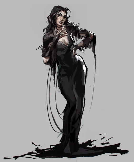 I was looking around on my WIP folder and I saw this Morticia Addams I was making.

 I probably won't finish it, but I quite like the shapes in this! 