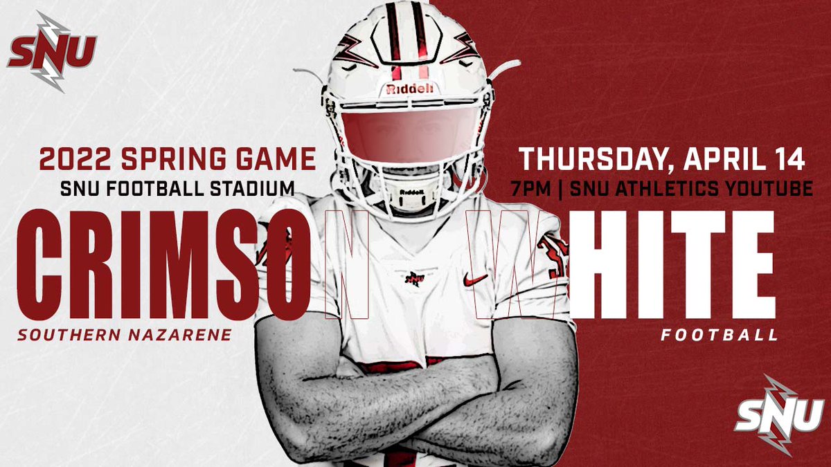 SNUFootball's tweet photo. 🏈𝐒𝐏𝐑𝐈𝐍𝐆 𝐆𝐀𝐌𝐄 𝐓𝐎𝐍𝐈𝐆𝐇𝐓🏈

🔴Crimson🔴 🆚 ⚪️White⚪️

Who you got?

⏰ 7 PM
📍 SNU Football Stadium
🎟 Free Admission
🎥 https://t.co/0ETQn7hfOi

#BoltsUp⚡️ https://t.co/MoJkcjFiQi