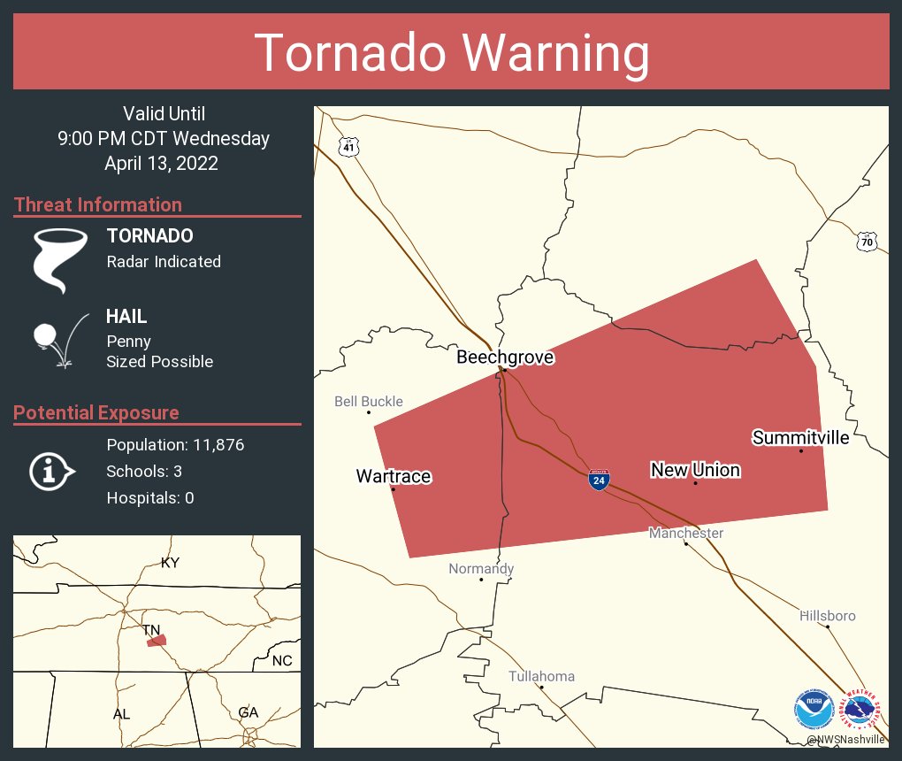 NWS Tornado on Twitter "Tornado Warning including New Union TN