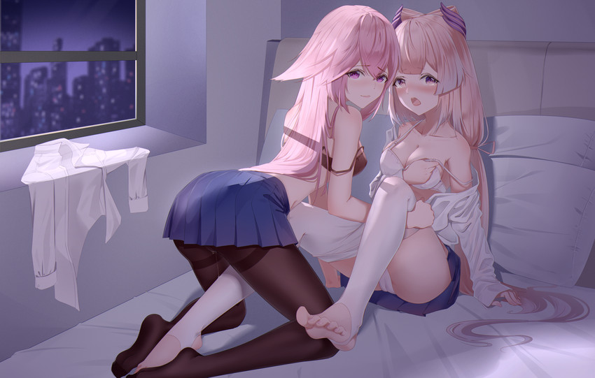 Yaepinkflower's tweet photo. Miko and Kokomi getting to know each other better https://t.co/KUFxBeVFsD
