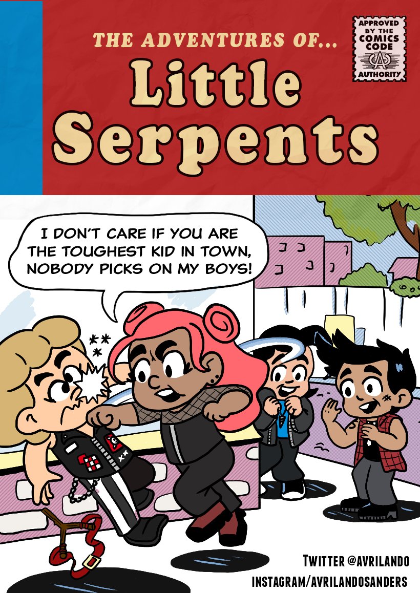 avrilando's tweet photo. #archieartapril Day 13 - Little Archie *Serpent take over*
Toni isn't putting up with Penny's shenanigans
#archieartchallenge #archieartapril2022 #archieartaprilday13 #archieartaprillittlearchie #magicdesantos #joaquindesantos #tonitopaz #fangsfogarty #pennypeabody https://t.co/5Ob8OlIo7N