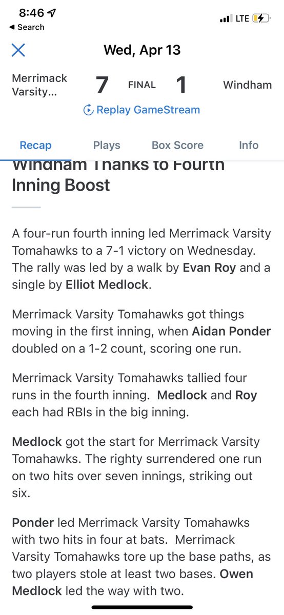 Merrimack HS Baseball tweet media