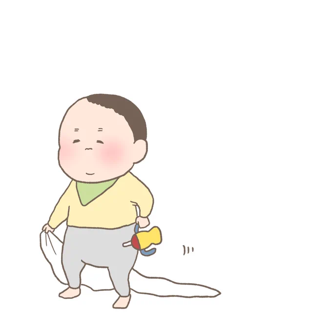 小さいサイズの人間がいるんだなあと実感させられる
(なぜか防水シーツがお気に入りで持ち歩いている) 