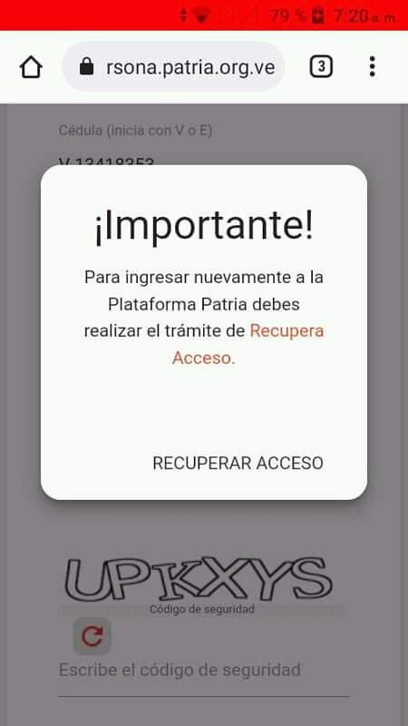 Estos son los pasos para recuperar acceso al Sistema Patria