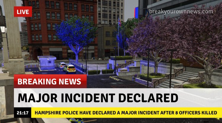 HPRP_Community's tweet photo. At 21:17 Hampshire police announced they have declared a major incident in the Portsmouth area.
This was due to #krazykarl killing multiple officers! Karl’s rampage will end! Hampshire police will not test until Karl has been brought to justice!
#hprpc #roleplay #FiveM #fake https://t.co/JTVAtRMdsu