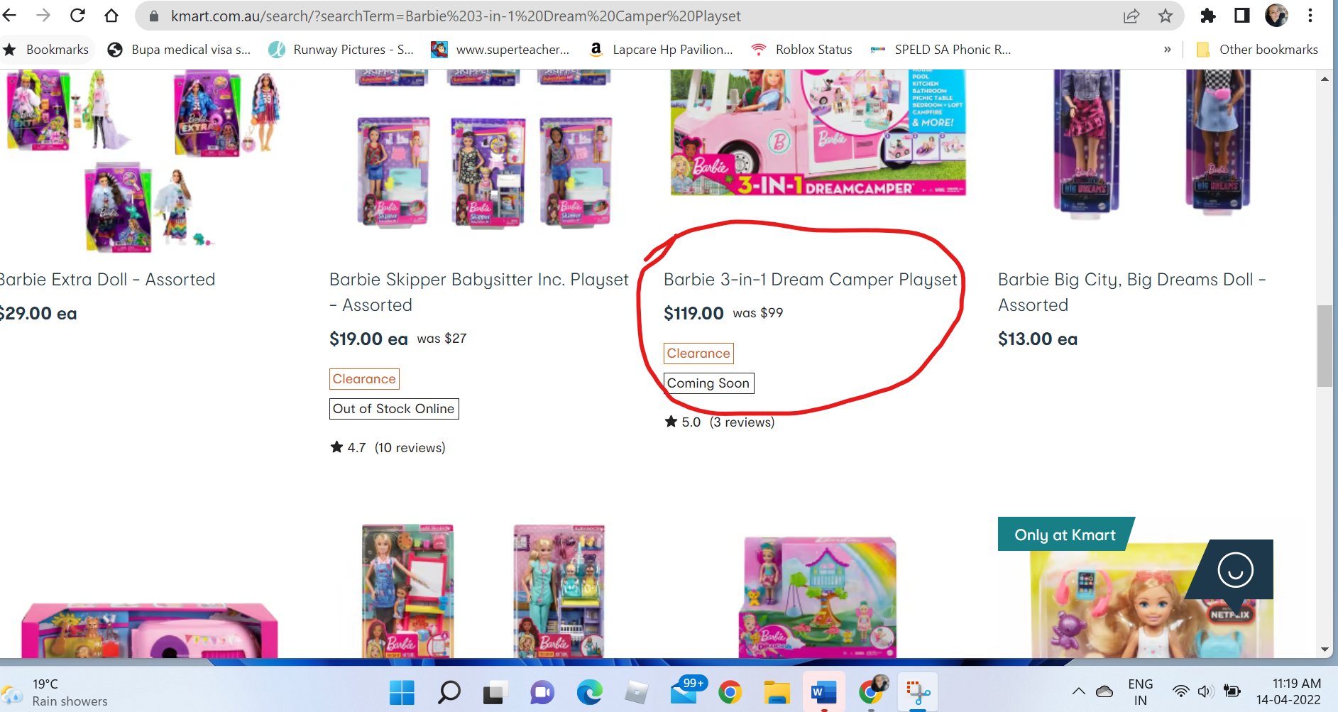 Barbie 3 in 1 camper kmart sale
