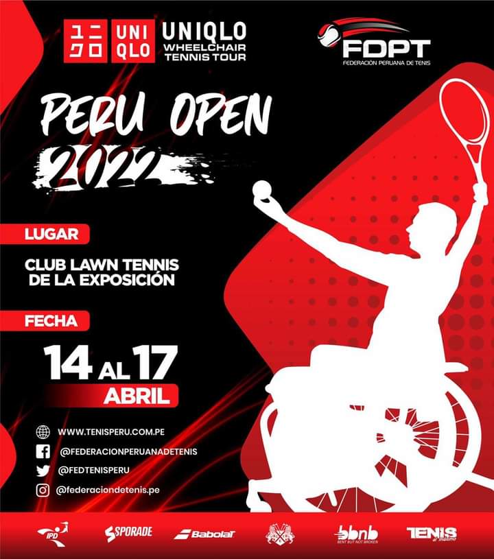 Tenisalmaximo's tweet photo. #PeruOpen | Flyer oficial del l ITF "Peru Open" torneo profesional UNIQLO Wheelchair Tennis Tour, se juega del 14 al 17 de abril en el Club Lawn Tennis de la Exposición.
#TenisalMáximo #TenisxTAMTV #PasiónPorElTenis #Tenis #Tennis #PeruOpen #Wheelchair #Lima #Peru #TenisPeru https://t.co/ClkwUX0Lag