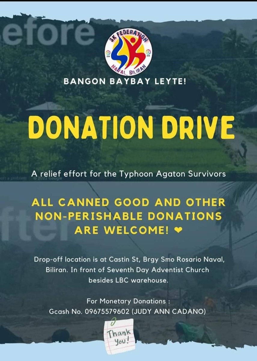 kikaysiel's tweet image. #LeyteNeedsHelp
#CapizNeedsHelp
#IloiloNeedsHelp

Posted are reliable donation drives where you can send cash and in-kind donations. Salamat po ng marami! #AgathonPH