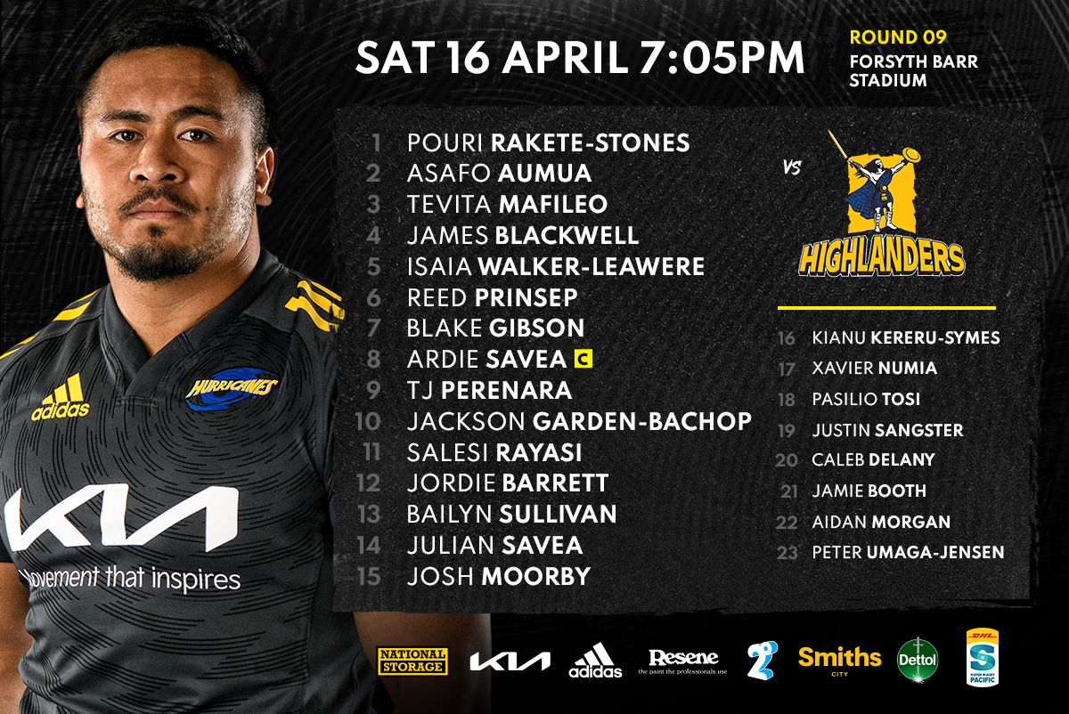 Hurricanesrugby's tweet photo. TEAM LIST | Your Hurricanes to take on the @highlandersteam this Saturday, 7:05PM at Forsyth Barr Stadium.

Head Coach Jason Holland has named a new look run-on side for the Hurricanes, with only 7 players backing up since Tuesday’s clash.

Read more: https://t.co/xJ91MRUi8u https://t.co/uNu4r065Pi