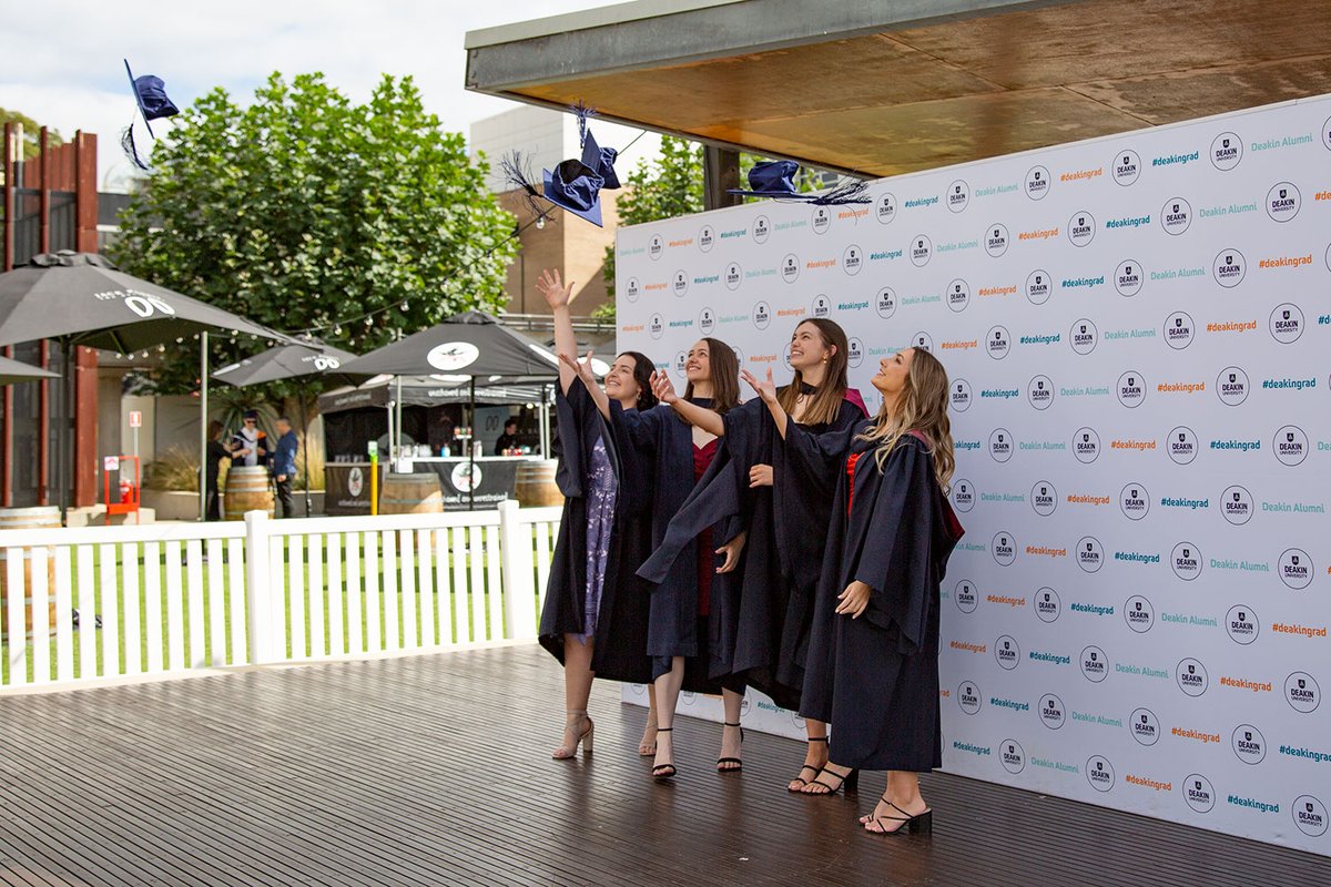 Deakin's tweet image. #DeakinGrad 🎓 | What a wonderful week it's been at our #Geelong Waurn Ponds Campus with 'Grads on the Green'. Congrats to all our graduates - you did it!