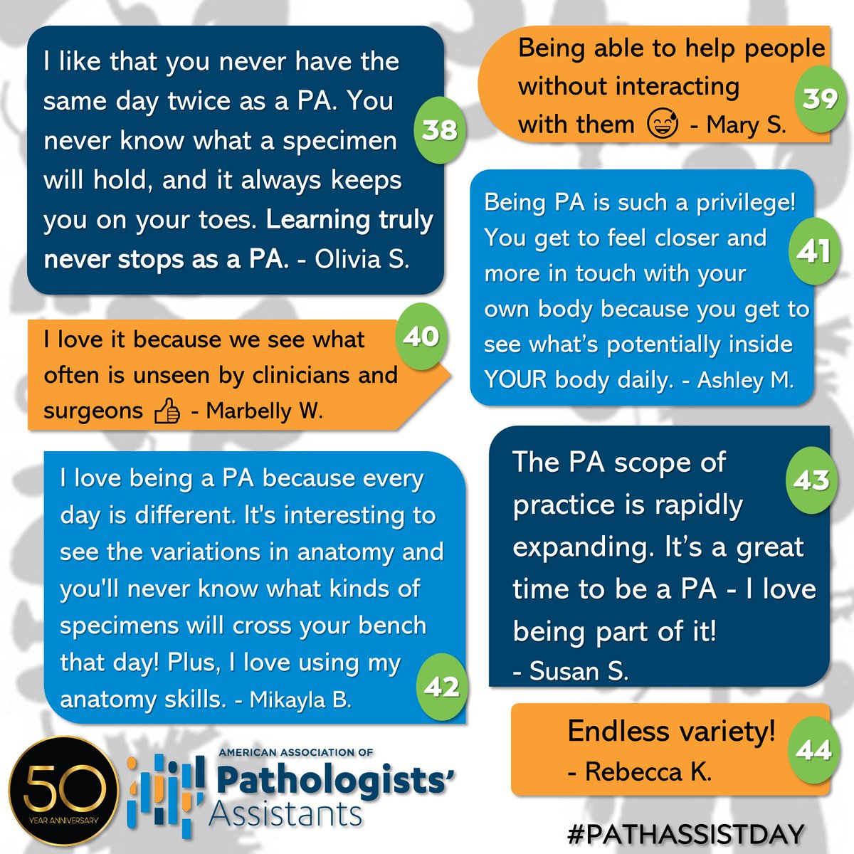 PathAssist's tweet image. #PathAssistDay is here! Thank you to all our members for ✨50✨ incredible years! We love sharing all of the reasons you love being PAs. YOU are the reason that we love advocating for our profession, and we hope to continue for another 50 years!
Happy Pathologists' Assistant Day!