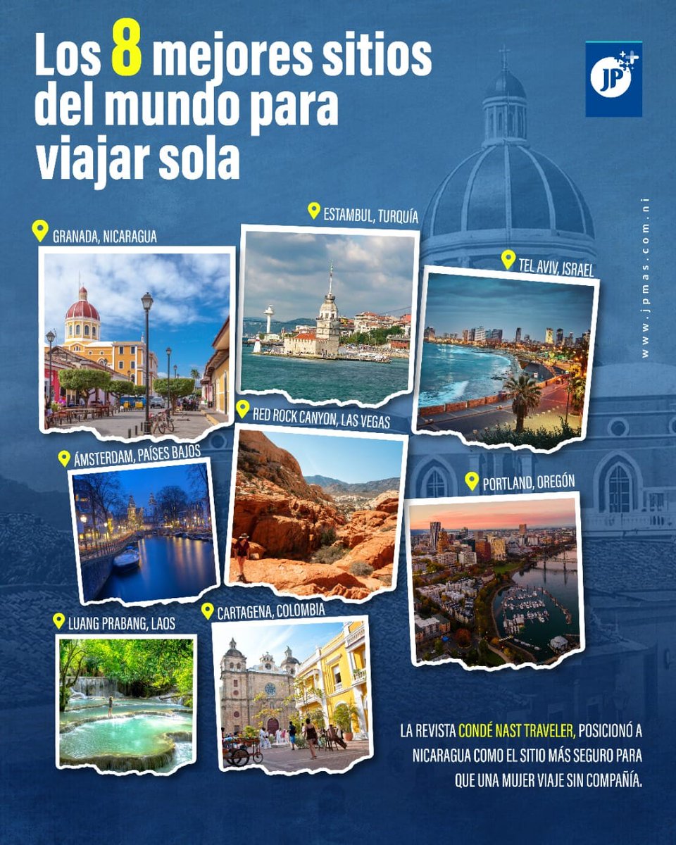 La revista Condé Nast Traveler posicionó a Nicaragua entre los mejores 8 sitios del mundo para viajar sola.

Nicaragua es un país económico y el más seguro de la región. 🥰🇳🇮
#VeranoAmorAlegria 🏝️
