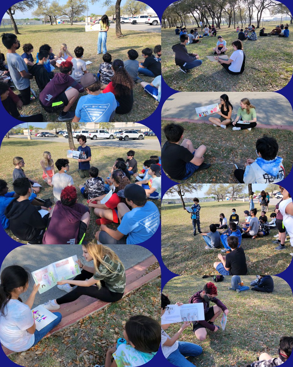MsDouglas_RBMS's tweet photo. Awesome things happening at The Brush! Our 7th Grade Quest students wrote children's books and then had the opportunity to read them to students from Knowles. #ThisIsRBMS #proudAP #1LISD #feederpattern #authorsinthemaking https://t.co/PfrxKWfi2q