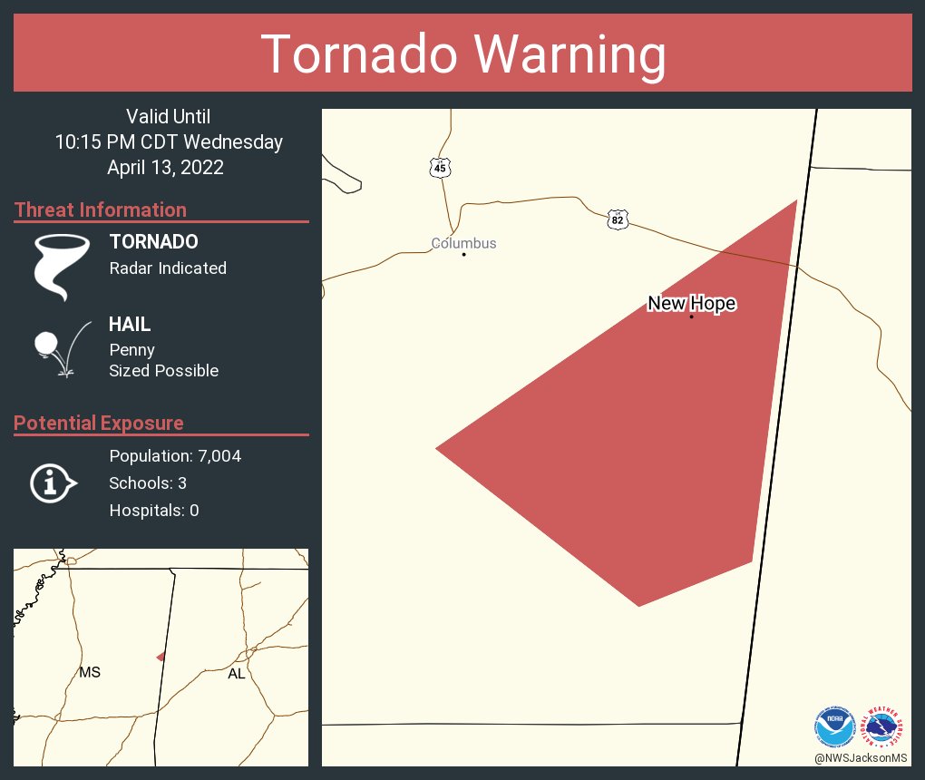 NWStornado's tweet photo. Tornado Warning continues for New Hope MS until 10:15 PM CDT https://t.co/tfAWOnZAMc