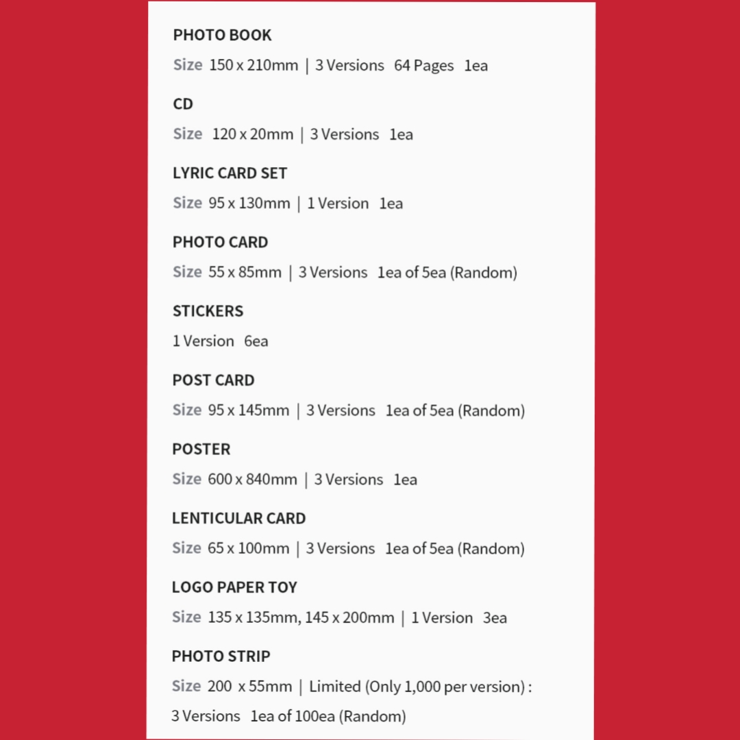 KPopDivaPH's tweet photo. INCLUSIONS

💜 PHOTOBOOK 
💜 CD
💜 LYRIC CARD SET
💜 PHOTO CARD
💜 STICKERS
💜 POSTCARD
💜 POSTER
💜 LENTICULAR CARD
💜 LOGO PAPER TOY
💜 PHOTO STRIP https://t.co/wb4Ya1JSCy