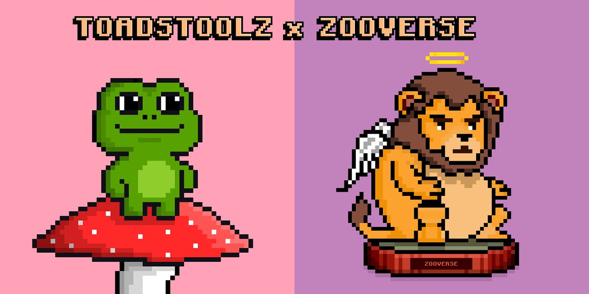 Toadstoolz NFT (@toadstoolznft) on Twitter photo Frenz! Welcome @zooversenft into the land of Croakshire! 🎉
They will be integrated into our world as a gacha trophy that can be found and collected by exploring the game!
ALSO! For 3 Toadlist spots:
🍄 - Follow <a href="/toadstoolzNFT/">Toadstoolz NFT</a>, @Zooversenft and <a href="/ZooverseE/">ZooVerse.eth</a>
🐞 - Retweet!
🐸 x 🦁 Frenz! Welcome @zooversenft into the land of Croakshire! 🎉
They will be integrated into our world as a gacha trophy that can be found and collected by exploring the game!
ALSO! For 3 Toadlist spots:
🍄 - Follow <a href="/toadstoolzNFT/">Toadstoolz NFT</a>, @Zooversenft and <a href="/ZooverseE/">ZooVerse.eth</a>
🐞 - Retweet!
🐸 x 🦁