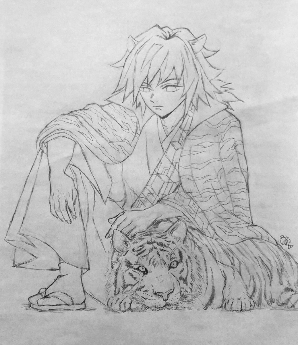 ちょっと脱線。

お友達のために描きました。

🌊さん模写アレンジ🐯🐯🐯
(虎はねつ造してます)

ペン画かなー。 