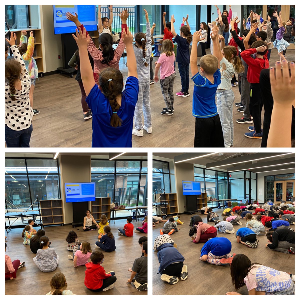 CCE Comets enjoyed another great wellness Wednesday. Our yoga guest Angie Yelich did some Spring Yoga with us.
Thank you <a href="/CarmelEdFdn/">Carmel Education Foundation</a> and <a href="/ClayCenterPTO/">Clay Center PTO</a> for funding this fitness activity!           <a href="/myccs/">myccs</a> <a href="/CCE_Comets/">Clay Center Comets</a>