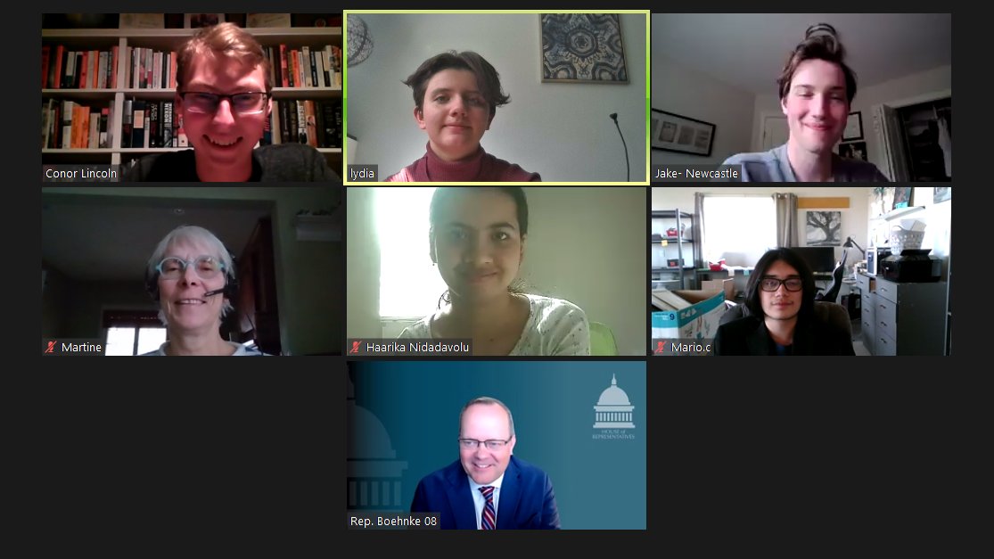 Thank you, Rep. Boehnke, for meeting with us! We truly enjoyed talking about the free market response to climate change and the role of students! @RepBoehnke  #ClimateCrisis #ClimateEmergency