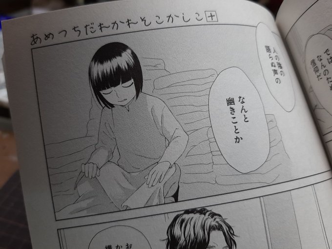 「あめつちだれかれそこかしこ」(青桐ナツさん著)最新刊10巻が届いたのでいそいそと読むぜ。。いかん。納戸さまが真面目な顔で真面目なことを言っている。凶兆では。 