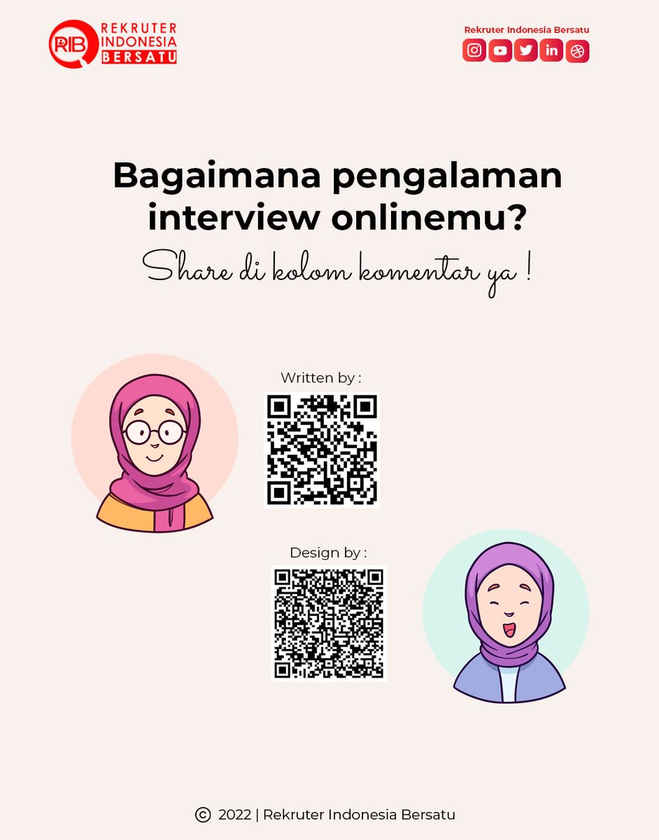 RekruterBersatu's tweet image. terhadap hasil interview mu. Cek tips dari RIB ini, dan share pengalaman interview online mu di kolom komentar yuk! 

Dunia.HR.com

Content Creator:
Fildza Yahya
Bia Ayu

#interviewonline #interview2022 #talentready #pekerjaan