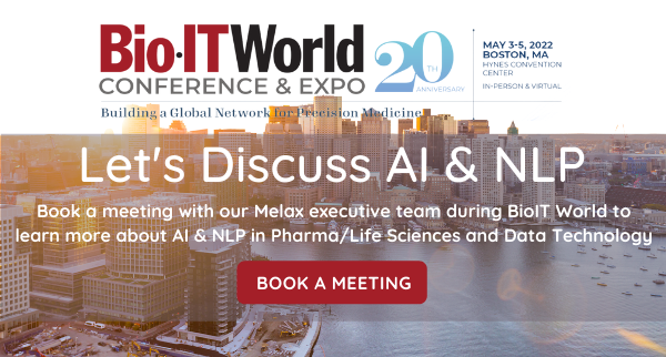 MelaxTech's tweet photo. #bioIT2022 attendees schedule a meeting with members of Melax Tech's executive team to discuss the ever-evolving #AI  and #NLP landscape in Pharma/ Life Sciences and Data Technology. 
Book your meeting here: https://t.co/CINgt1HXbK. See you in Boston, Massachusetts! https://t.co/NGEcM50JJ8