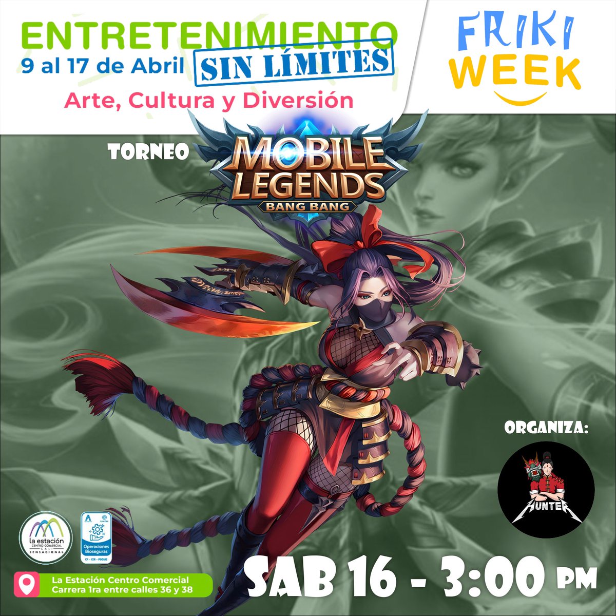 shinanimefest's tweet photo. Los Invitamos a un torneo especial de Mobile Legends: Bang Bang - Español
Organiza: Hunter Fedeando
Lugar: La Estación Centro Comercial
Sábado 16 - 3:00 pm
#MobileLegendsBangBang #parchecali #videogames #smartphone #celulargamer #gaming https://t.co/rsE96crHg9