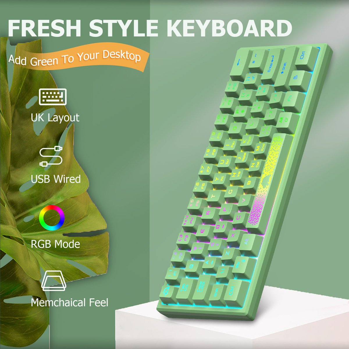 ElecLexon's tweet image. it is a new style keyboard, freshable, beautiful, add color to your desktop, make your gaming and office or study more enjoyable #lexonelec #GREEN  #keyboard
