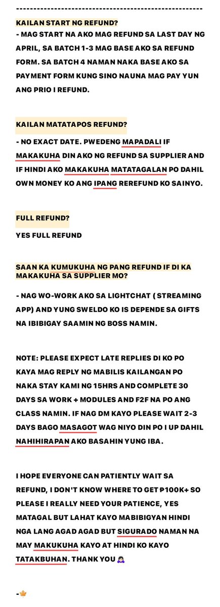 AUTUMNPH || ongoing refund tweet media