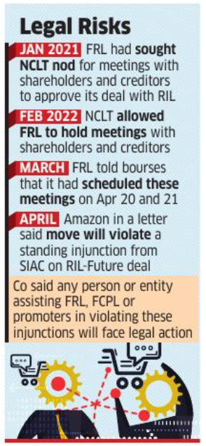 EconomicTimes's tweet image. #Amazon warns #FutureRetail against holding meeting to approve deal with #Reliance bit.ly/3JIeH4F