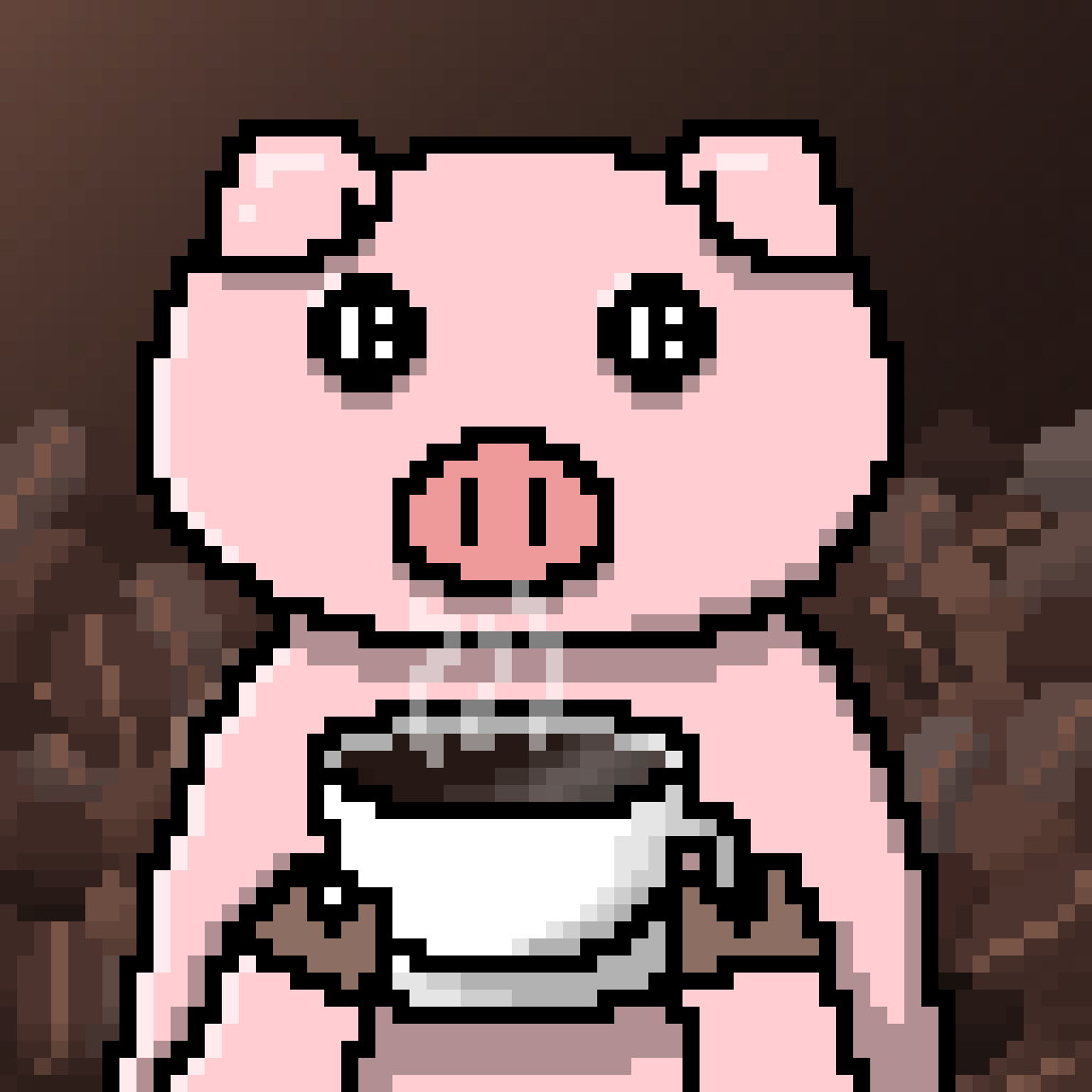 A piggy investor who holds coffee.

“Given enough coffee, I could rule the world.”
—Terry Pratchett

#PiggyIC #NFT