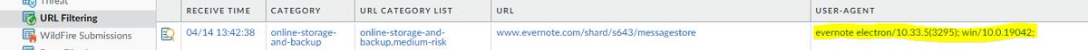 theog150's tweet photo. Hmmm, interesting how different apps are programmed with the user-agent field in HTTP traffic. Here, the Evernote app leaks the exact version of Evernote and Windows OS version. Very useful information for an attacker, knowing the attack surface @PaloAltoNtwks #PaloAlto #Hacking https://t.co/zv5EbA115X