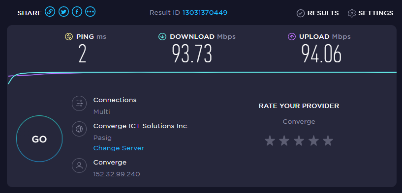pjpaz_'s tweet photo. #ShowOffYourSpeed #ExperienceBetter #ConvergeSpeedtestChallenge FiberX Plan 1500 FTW! Ever since we signed up, we never had any doubts or regrets about choosing Converge ICT as our internet service provider. Nagugulat na lang kami na may improvement sa speed for the same plan. 😎 https://t.co/17Qy8lLgt6