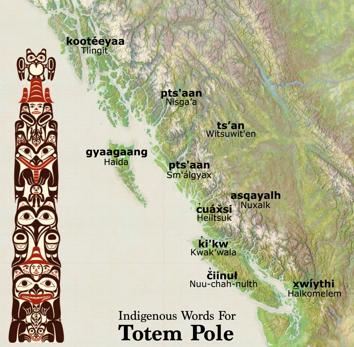 Carving and erecting totem poles is not a pan-Indigenous tradition but is specific to coastal regions in which the magnificent western red cedar tree grows. The word "totem" actually comes from the Ojibwe language, way across the continent. Stop homogenizing Native cultures.