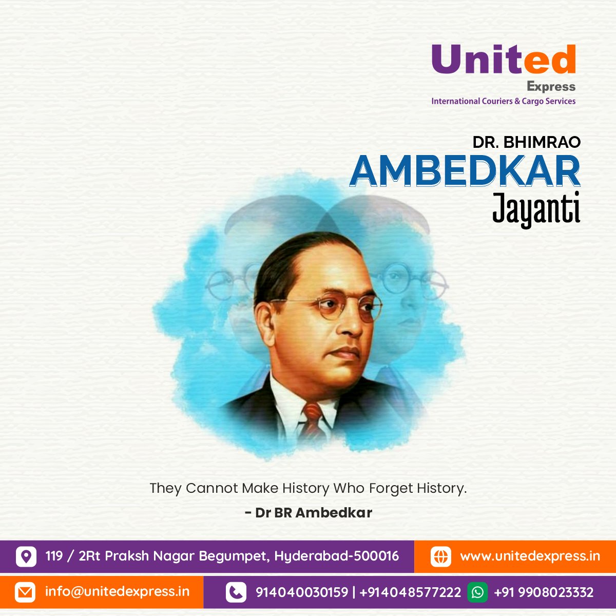 unitedxpresshyd's tweet photo. He was the man who fought against discrimination and oppression. He was the epitome of confidence and dedication. Here is wishing you all a very Happy Ambedkar Jayanti.
#unitedexpress #international #courier #services https://t.co/3javEDQlTY