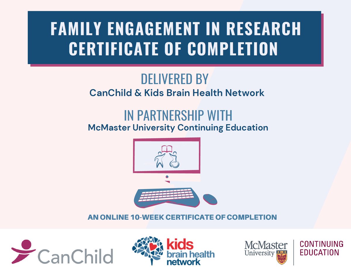 canchildcentre's tweet photo. Are you a researcher or family member interested in child health research and want to learn more about family engagement in research? The Family Engagement in Research course might be right for you! For more information and to apply, please email fer@mcmaster.ca. https://t.co/6RW3fAtlpV