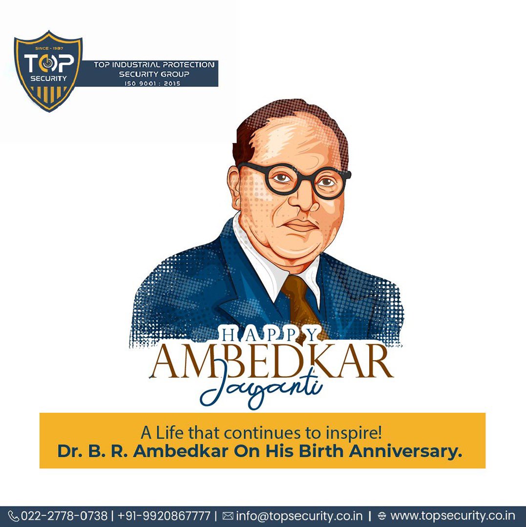 Topforcegroup's tweet image. Entire Team Of Top Force Pays A Humble Tribute To Dr. B.R.Ambedkar On Ambedkar Jayanti.Let Us Be Inspired And Strive To Be Like Him.
topsecurity.co.in
#TopIPS #SecurityAgency #SecurityServiceProvider #TopSecurityAgency #AmbedkarJayanti #Inspired #Birth #Anniversary #Tribute