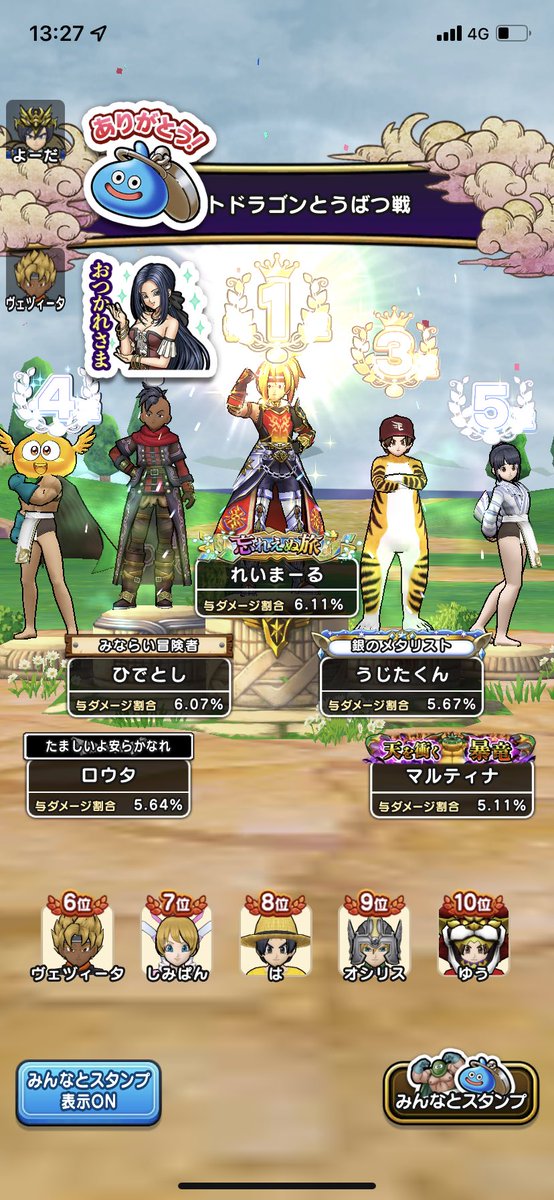 初めて一位取れたわ
#ドラクエウォーク