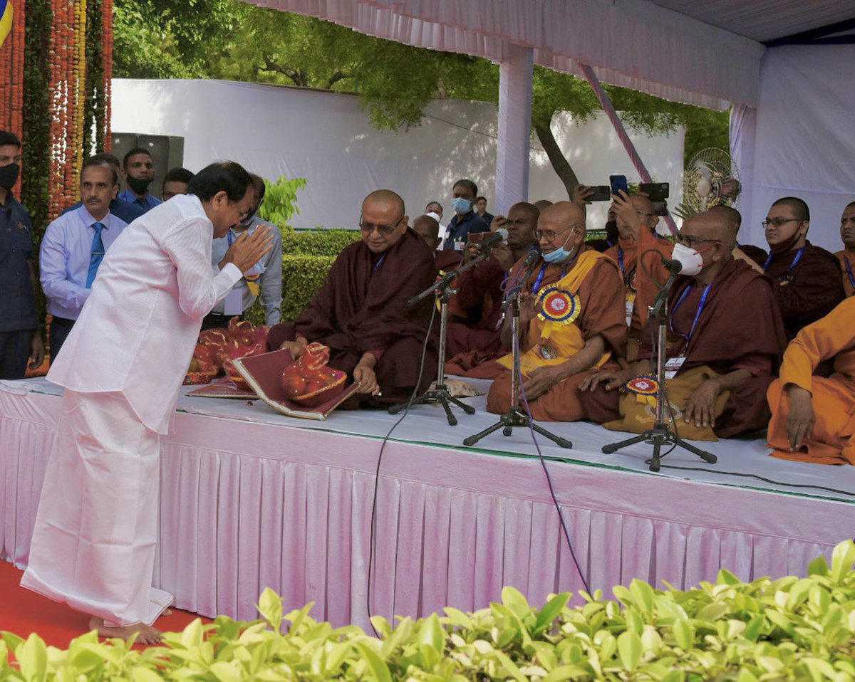 VPIndia's tweet photo. The Vice President, Shri M. Venkaiah Naidu paying floral tributes to Babasaheb Dr. Bhimrao Ambedkar on his Jayanti at Parliament House lawns, in New Delhi today. #AmbedkarJayanti https://t.co/2VZQtyFU0I