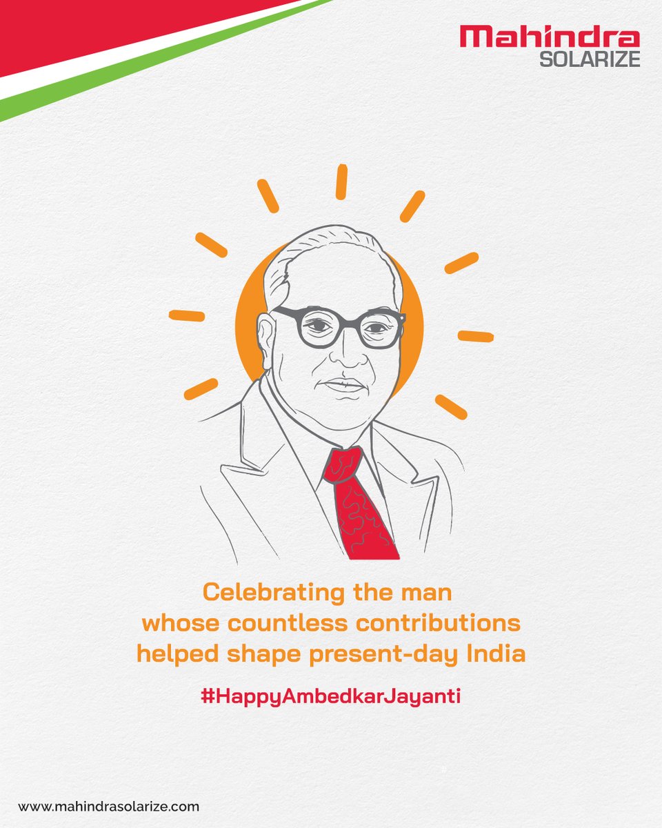 MSolarize's tweet photo. In honour of our freedom fighter, let’s do our best to make the world a better place.
#HappyAmbedkarJayanti
#WeAreMahindraSolarize #SimplerBetterFaster #SolarizeToRise https://t.co/G4sCUmsHN7