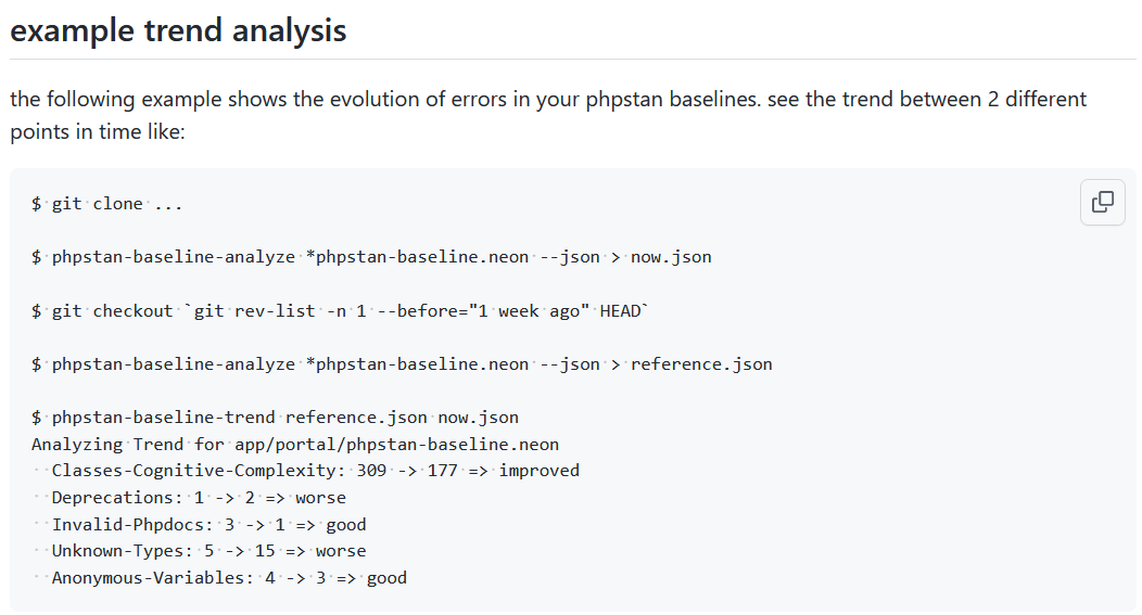 markusstaab's tweet photo. Thanks to a awesome contribution from @bloep1337 we just added support for the NoMixedMethodCallerRule and NoMixedPropertyFetcherRule #phpstan #symplify rule to phpstan-baseline-analysis

Analyse your @phpstan baseline like a boss :-)

https://t.co/fSJgk610tf

cc @VotrubaT https://t.co/JkpPat9iJh