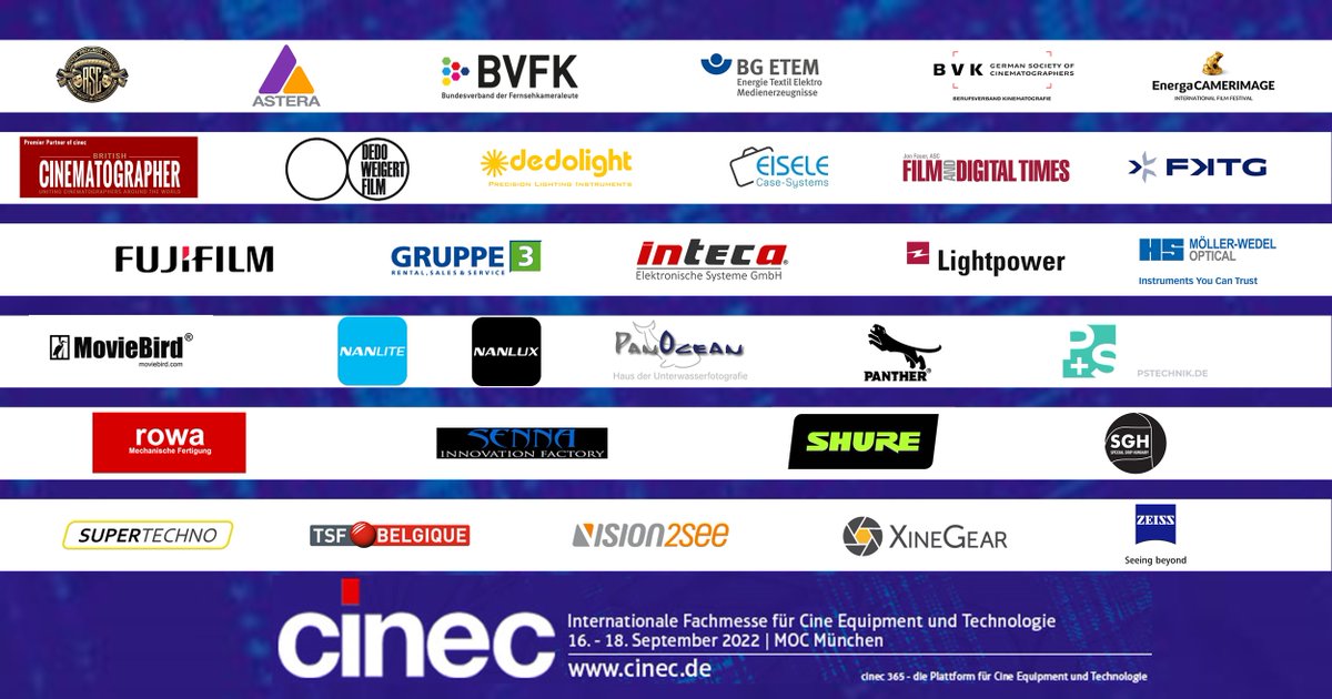 cinec, the traditional high-class film technology event, will finally take place again.
Munich is calling: Be there from September 16 to 18! 
No booth reserved yet? Click here to book: cinec.de

#cinec2022 #filmproduction #filmmakers #Filmmaking #events #Filmmaker