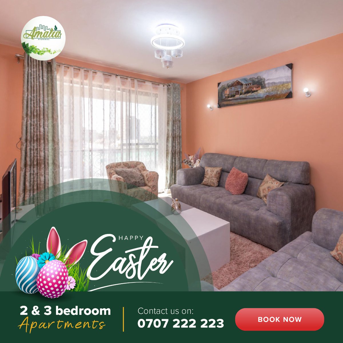 AmaliaApartment's tweet photo. A spEGGtacular weekend awaits you this Easter at Amalia Apartments in Syokimau!

Treat your family to a getaway with our special Easter Stay Offer at our Airbnb units.

For more information, Call 0707 222 223 
#staycation #weekend #stayoffer #easter #easterspecial #Airbnb #Amalia https://t.co/orNaybPVYR