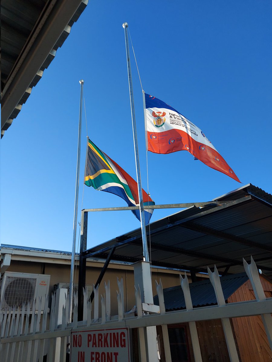 CapeTvet's tweet photo. The National Flag &amp; the NCU TVET Flag will be on half mast this week to pay tribute to the 5 students and 1 employee who lost their lives in a tragic accident on 10 April 2022. The students were traveling from the Athletics event in Polokwane to KZN. May their souls rest in peace https://t.co/8l8SCvMNOW