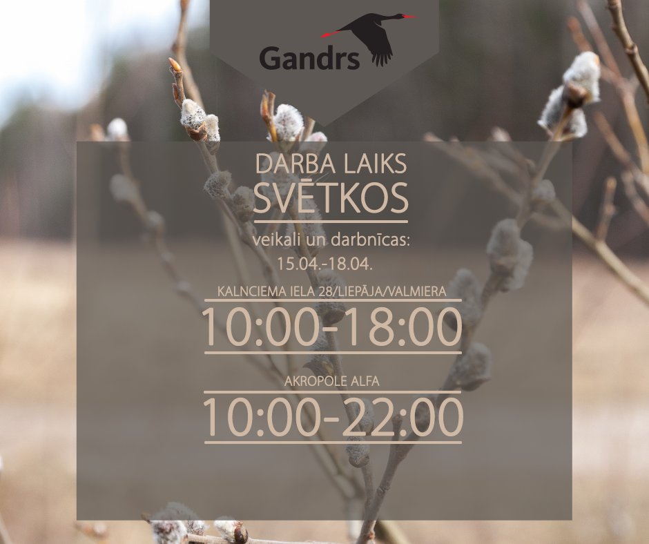 Lieldienas jau tepat aiz stūra! 🐣🐇

Svētku laikā turpināsim strādāt, tāpēc gaidīsim Tevi ciemos! 🌞

Lai priecīgas un saulainas Lieldienas! 🐰