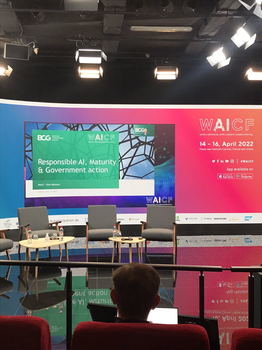NRuskell's tweet image. Day 1 of the first World AI Cannes Festival! But what does a keynote speech at an AI conference look like? #waicf @CannesPalais