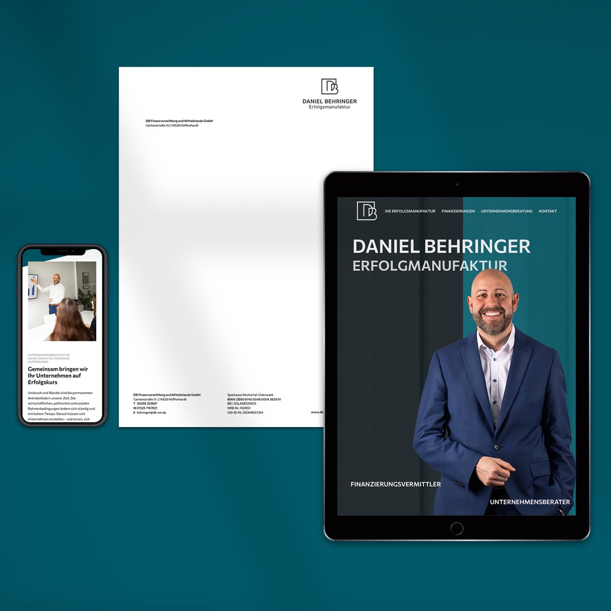 Neckarmedia's tweet photo. Besser beraten.
Für die neu gegründete db Erfolgsmanufaktur entwickelten wir ein modernes Corporate Design, inklusive schicker Geschäftsausstattung und einer responsiven Webseite. ✨ Erfolg ist planbar mit 👉🏻 https://t.co/zr1IU38k37 https://t.co/DqkoyUEBJf